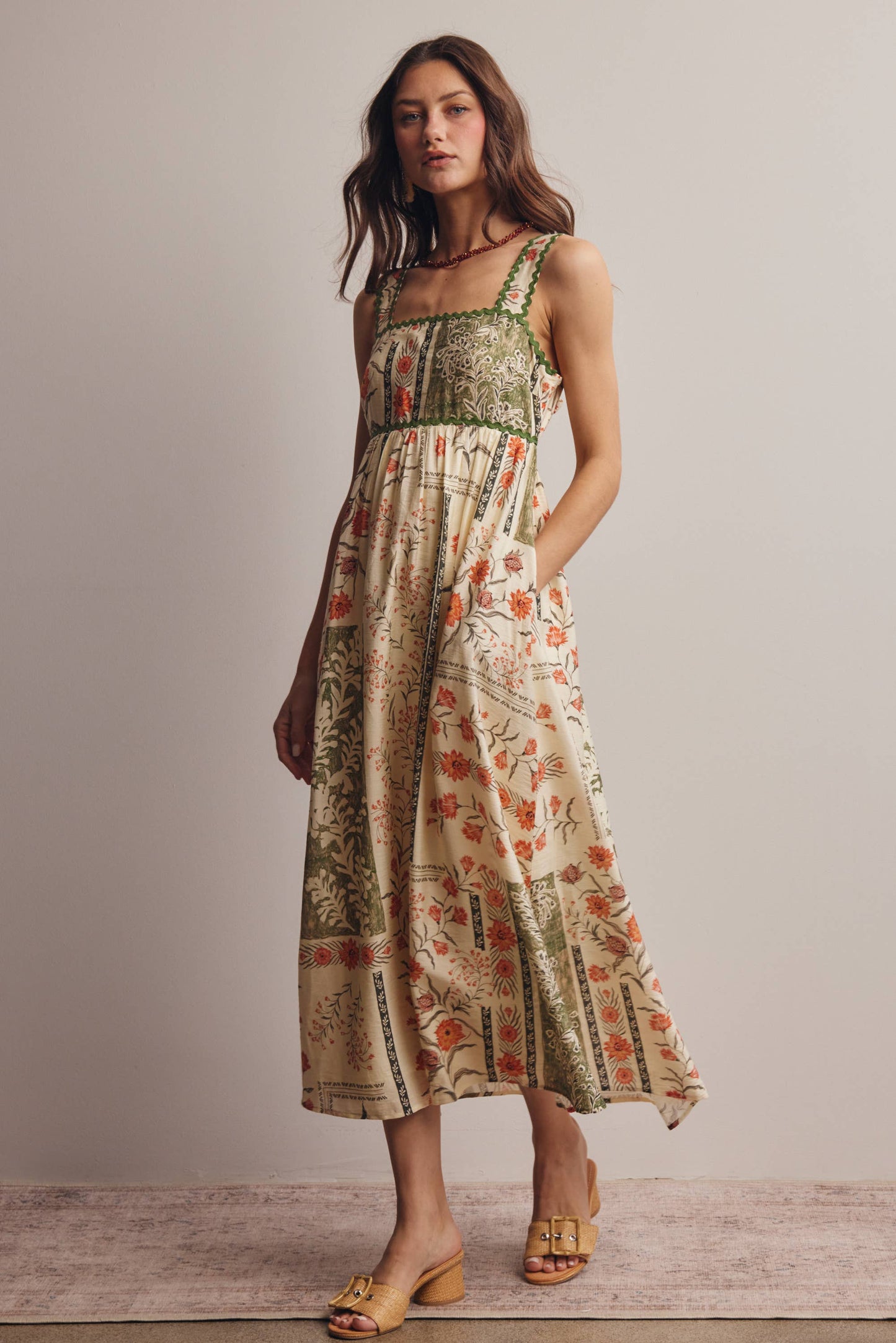 Printed Open-Back Maxi Dress FD0041