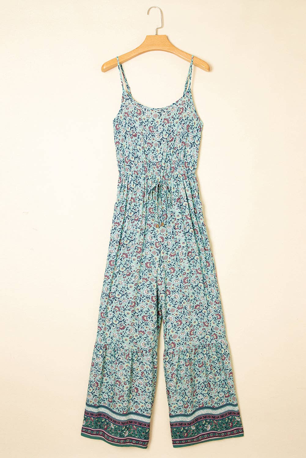 FINAL SALE- Boho Floral Ruffle Hem Summer Jumpsuit 926 WEST