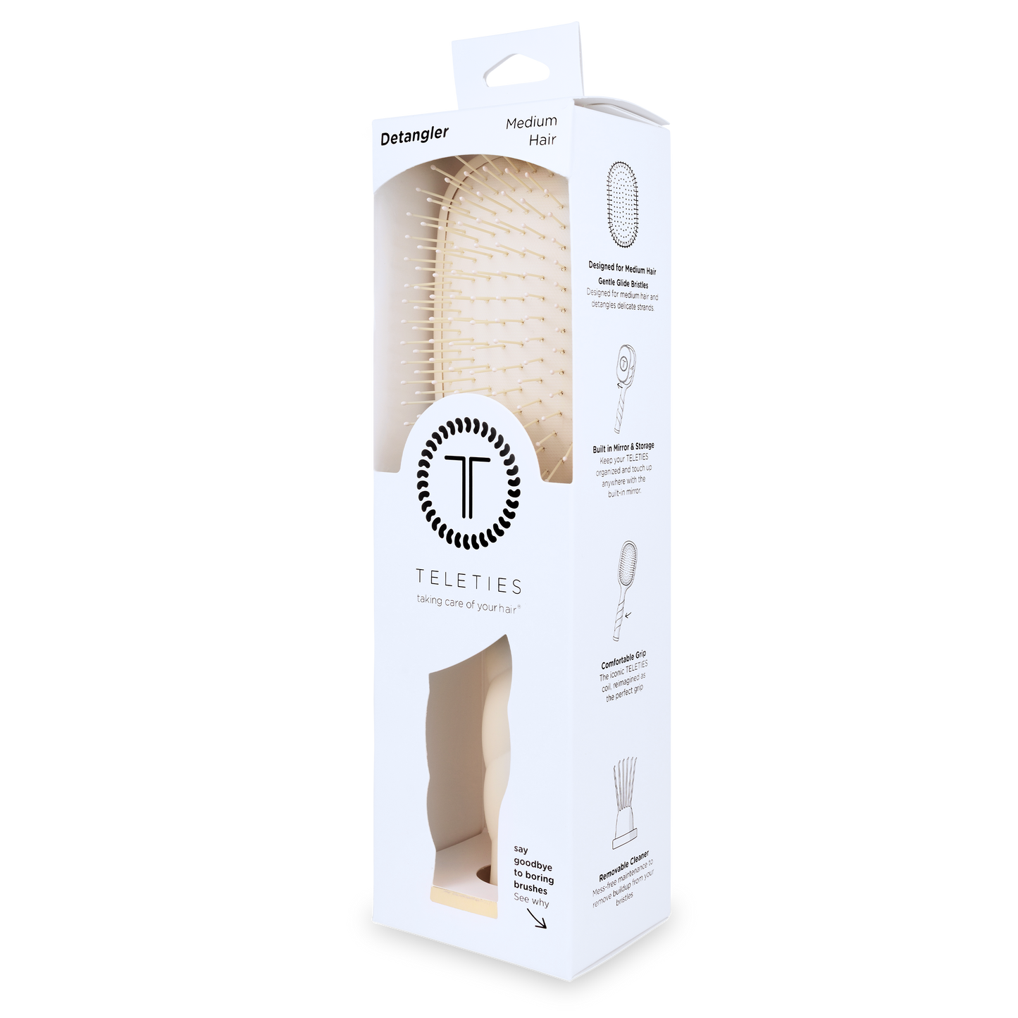 Teleties - Detangler Hair Brush for Medium Hair - Tan