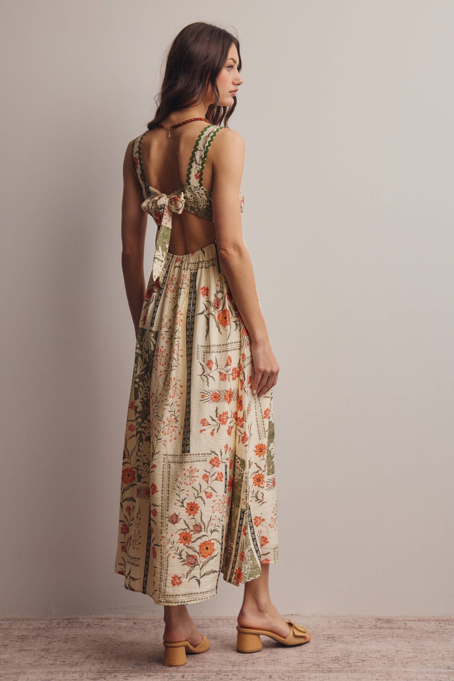 Printed Open-Back Maxi Dress FD0041