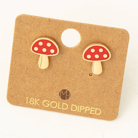 Mini Red Mushroom Stud Earrings Fame Accessories