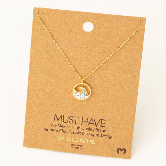 Round Wave Coin Pendant Necklace 926 WEST
