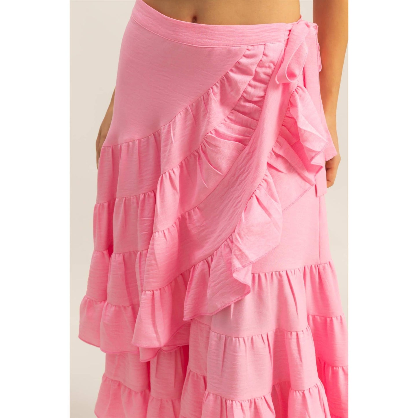 Cotton Candy Waist Tiered Wrap Maxi Skirt