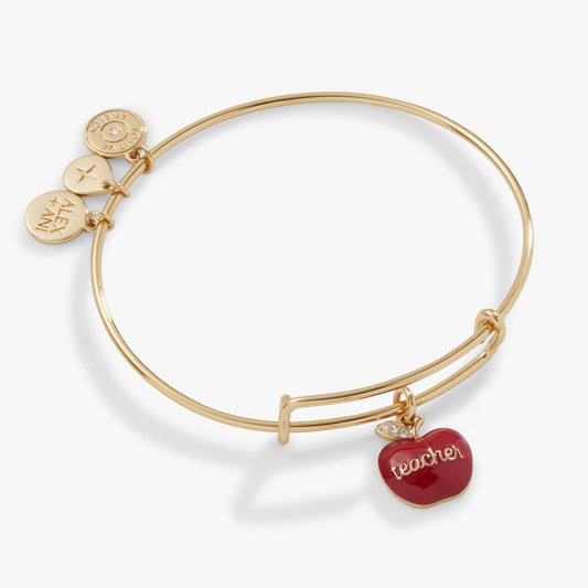 ALEX + ANI- Teacher 'Grow, Inspire, Love' Apple Charm Bangle