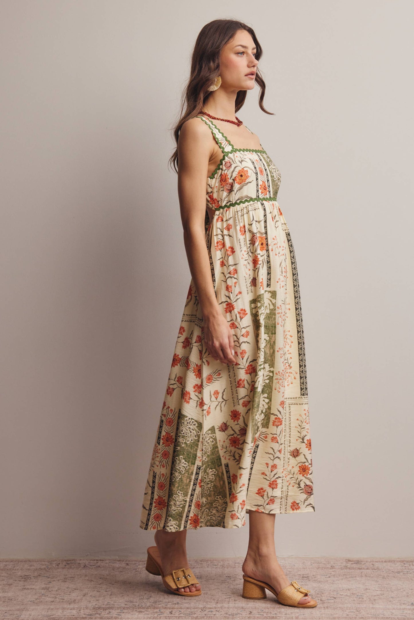 Printed Open-Back Maxi Dress FD0041