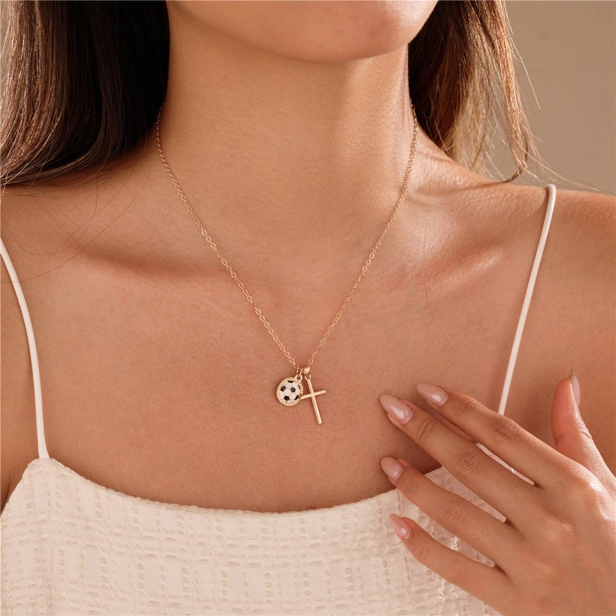 Josslyn Football Enthusiast Cross Necklace