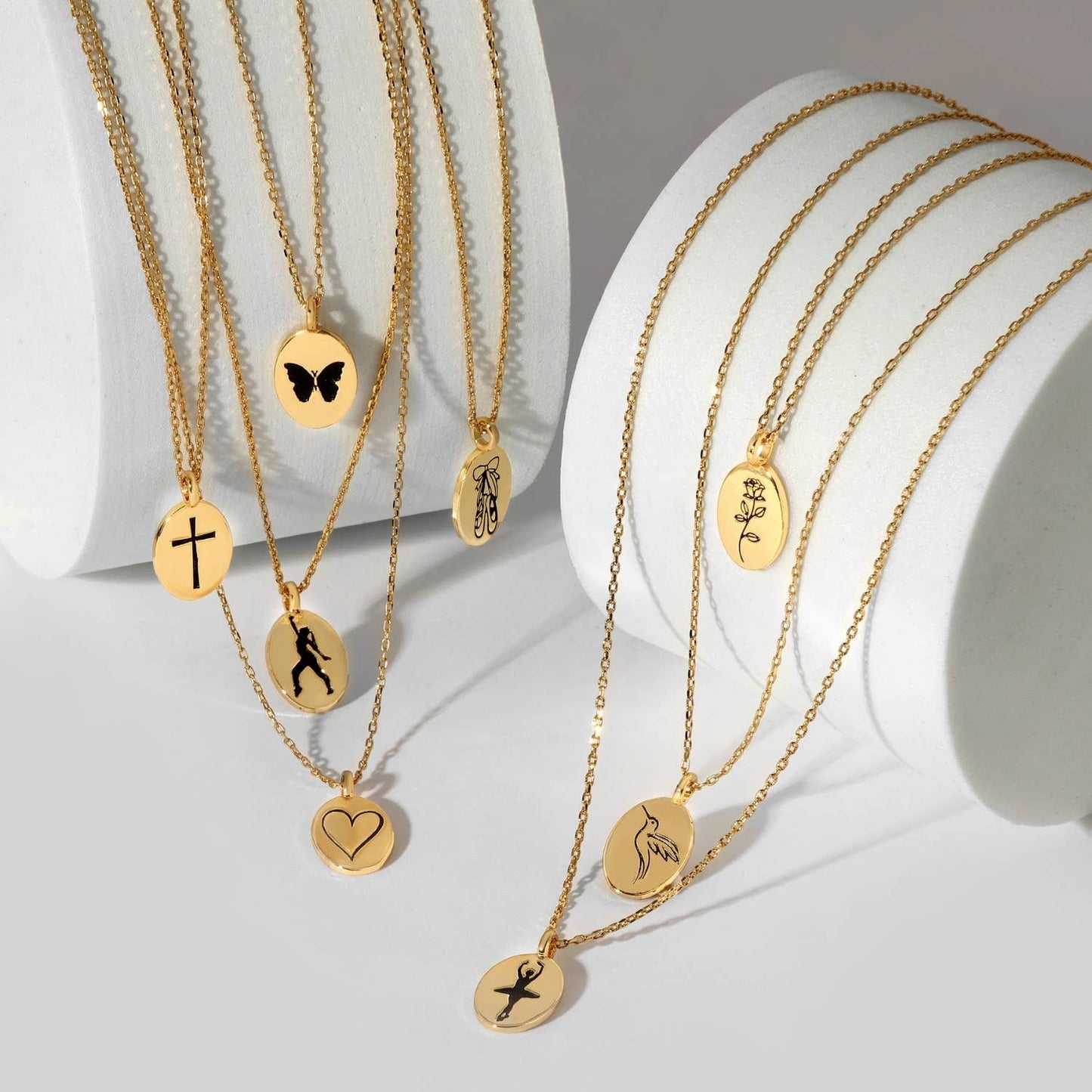 Splendid Iris- Etched Cross Oval Pendant Necklace - 926 West