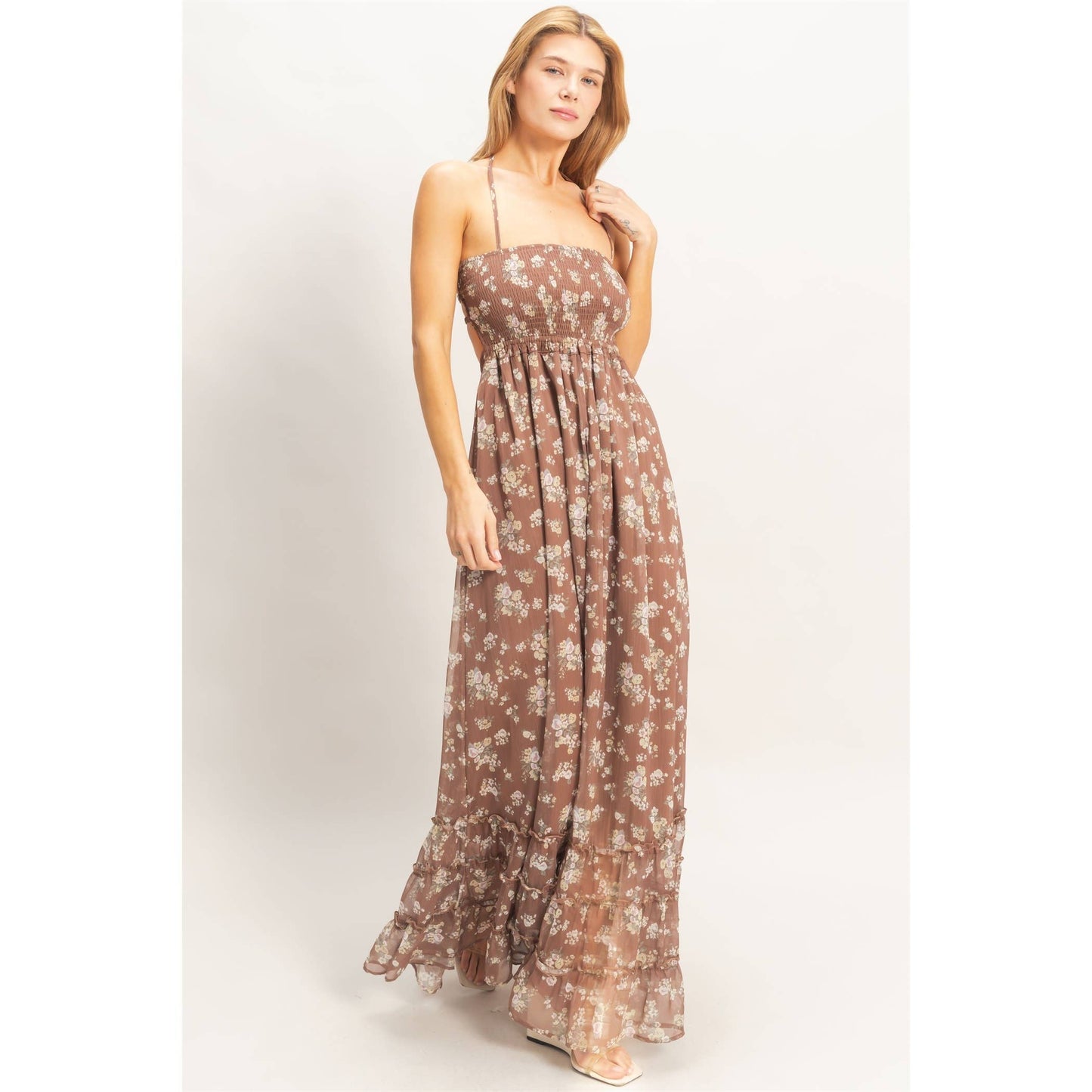 HYFVE - Smocked Floral Maxi Dress open back