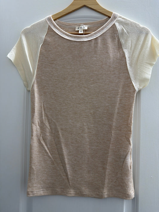 POL - Round Neck Ribbed Raglan Top - 926 West