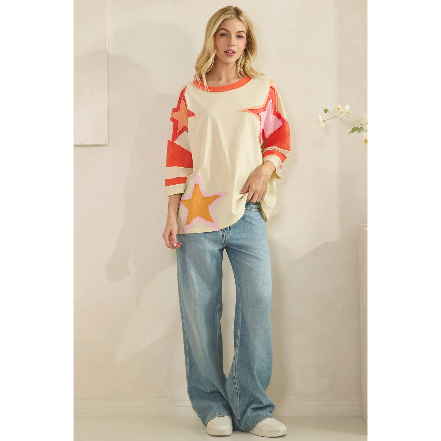 COLORBLOCK STAR PATCH APPLIQUE TOP (ST7725)