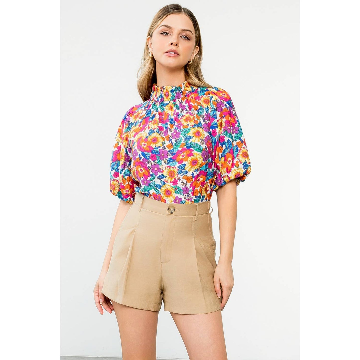 Puff Sleeve Floral Top THML