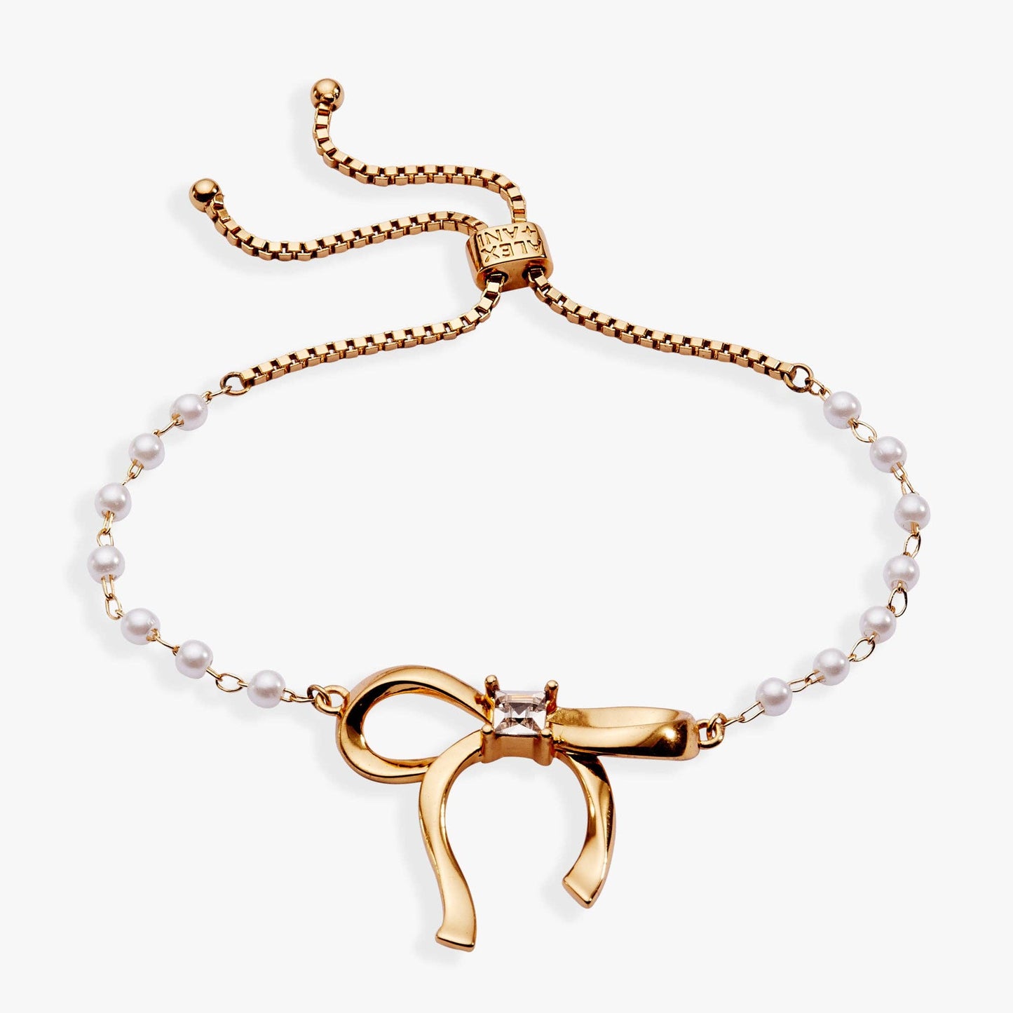 ALEX + ANI - Bow Pearl Coquette Beaded Bolo Bracelet