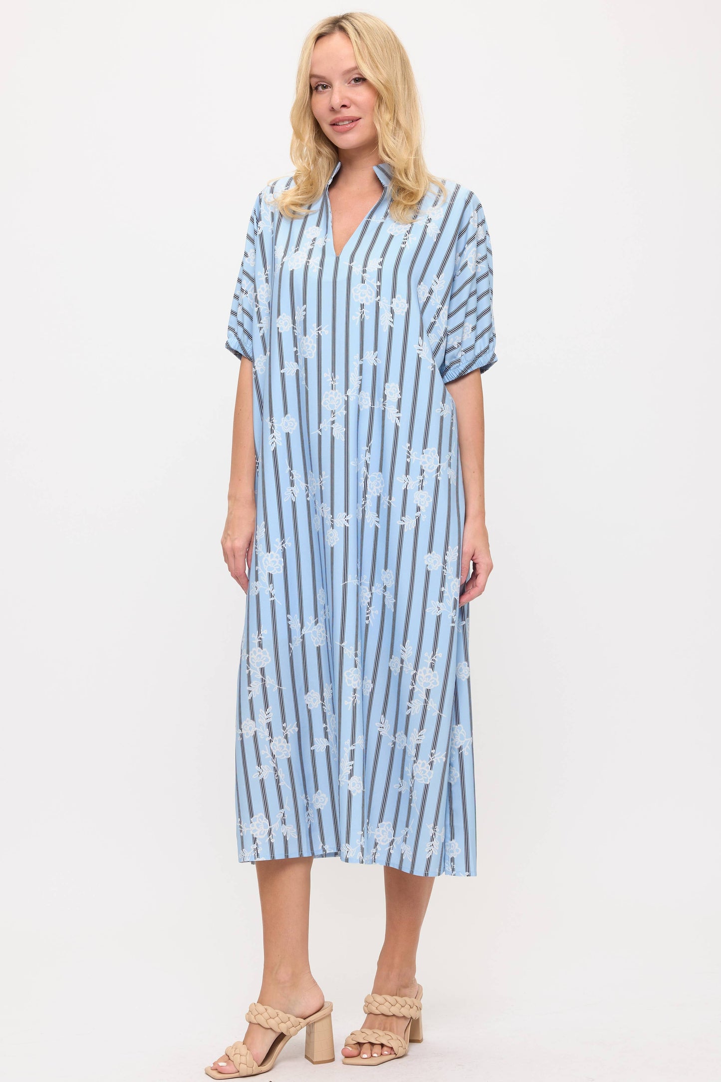 Beeson River - Striped and Floral Maxi Dress