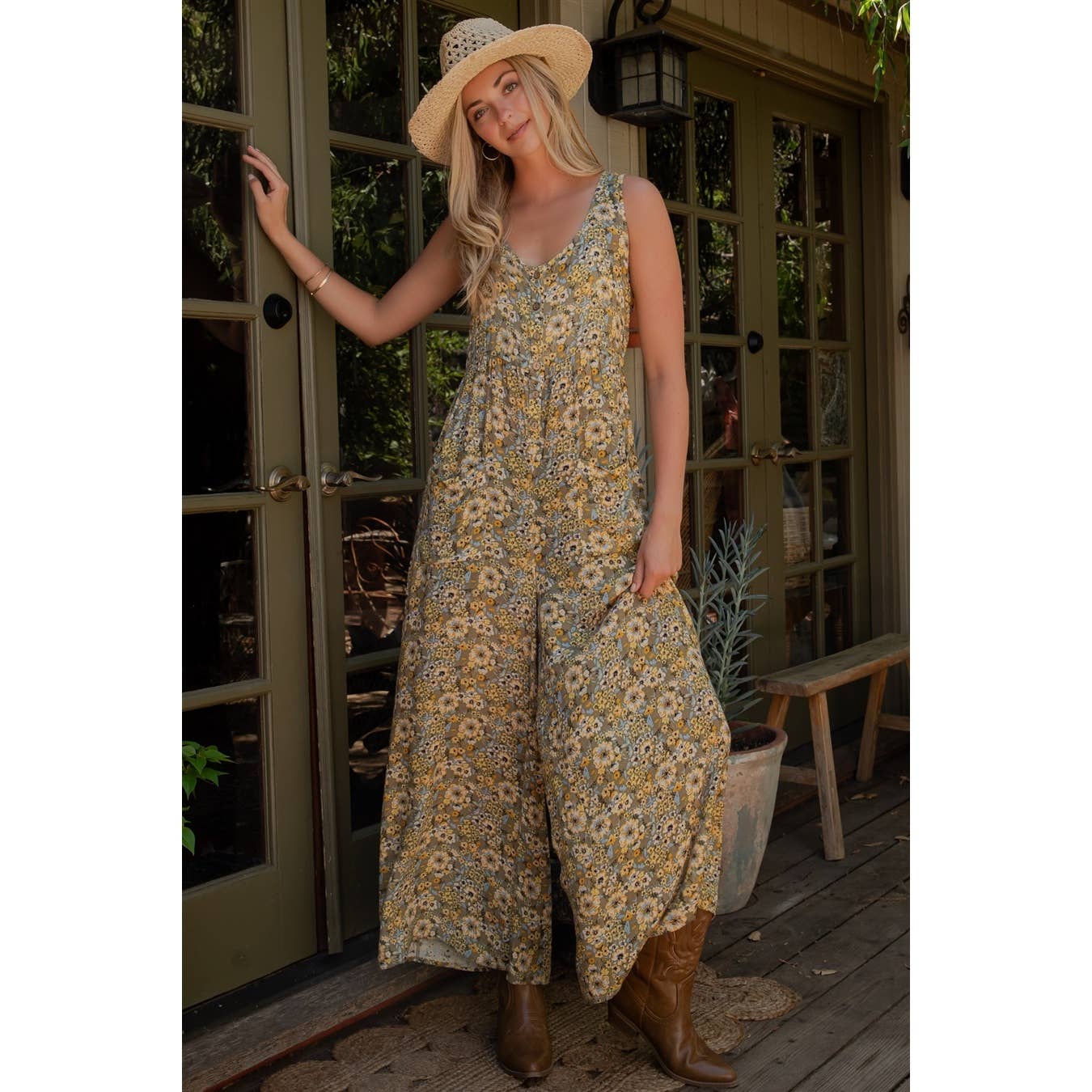 Sage + Fig - Boho Floral Wide-Leg Jumpsuit