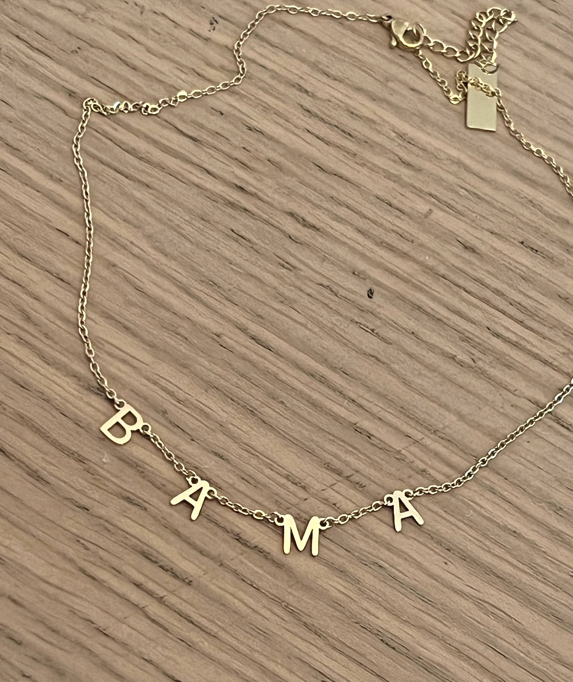 BAMA Charm Necklace Gold BAMA Dangle Layer Necklace Gift Steele Sloan Designs