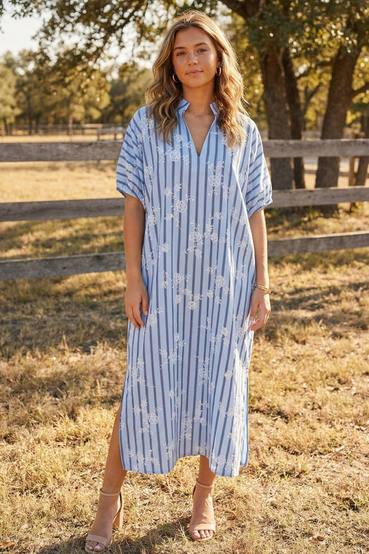 Beeson River - Striped and Floral Maxi Dress