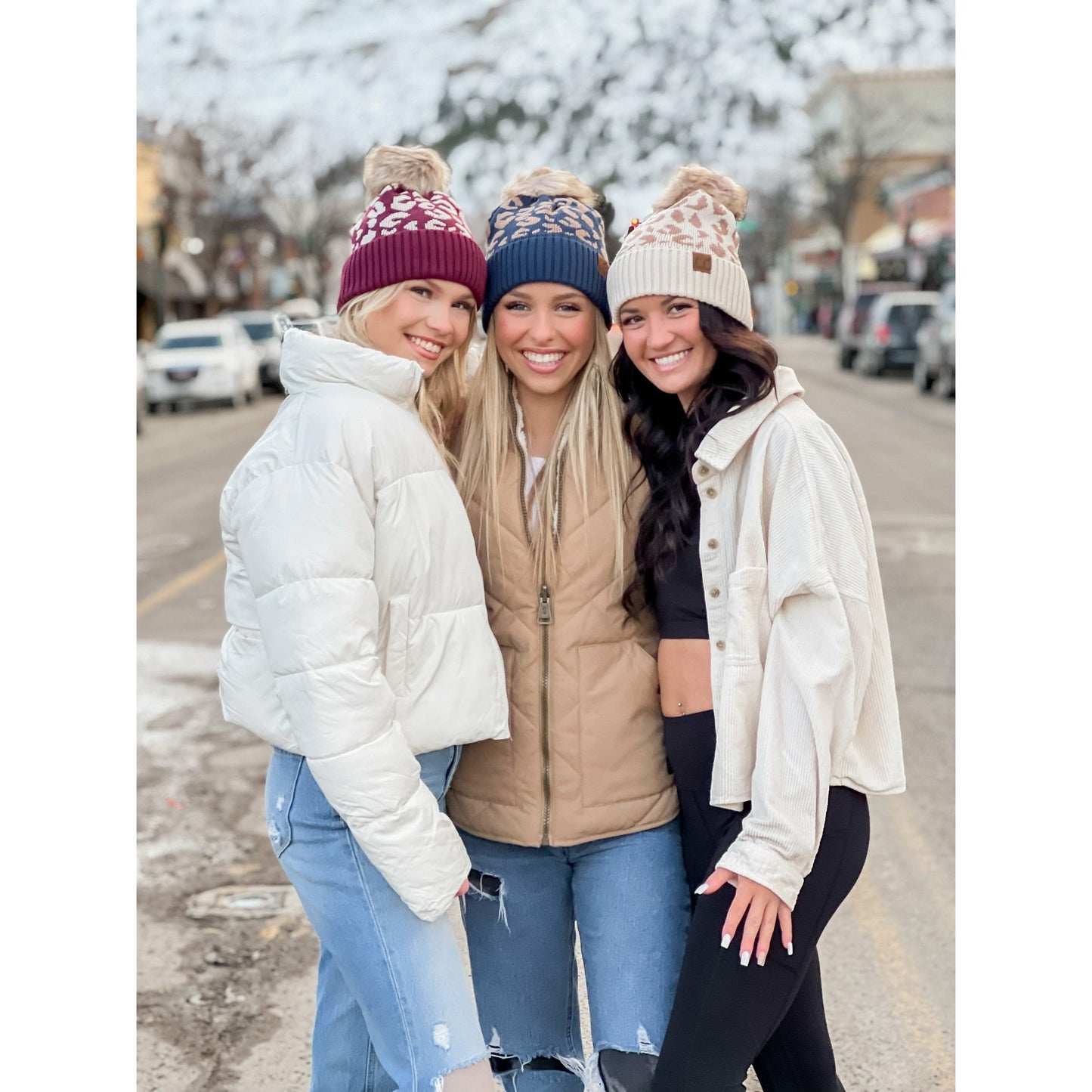 Leopard Pattern Fur Pom Beanie YJ2091 C.C Beanie