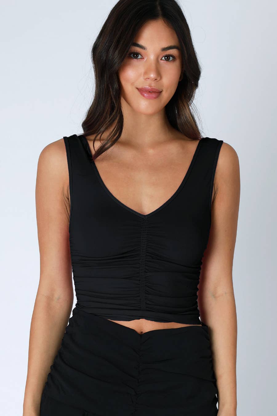 V Neck Shirred Top- ONE SIZE