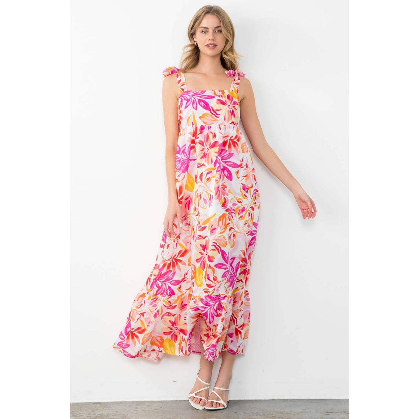 Tie Strap Floral Print Dress 926 WEST