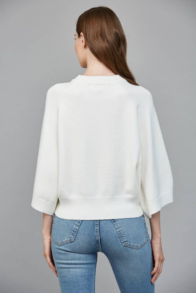 Raglan Sleeve Wide Cuff Crew Neck Sweater