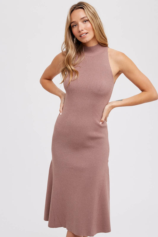 MOCK NECK SLEEVELESS MIDI DRESS Bluivy