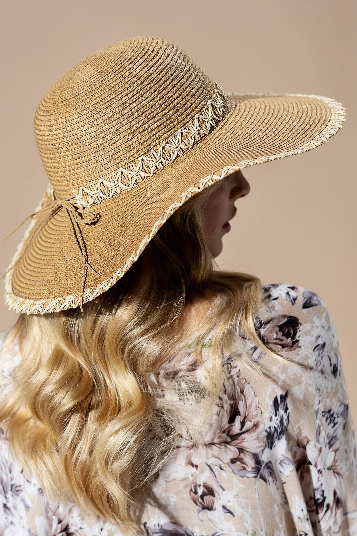 Edge Detail Wide Brim Floppy Straw Hat 926 WEST