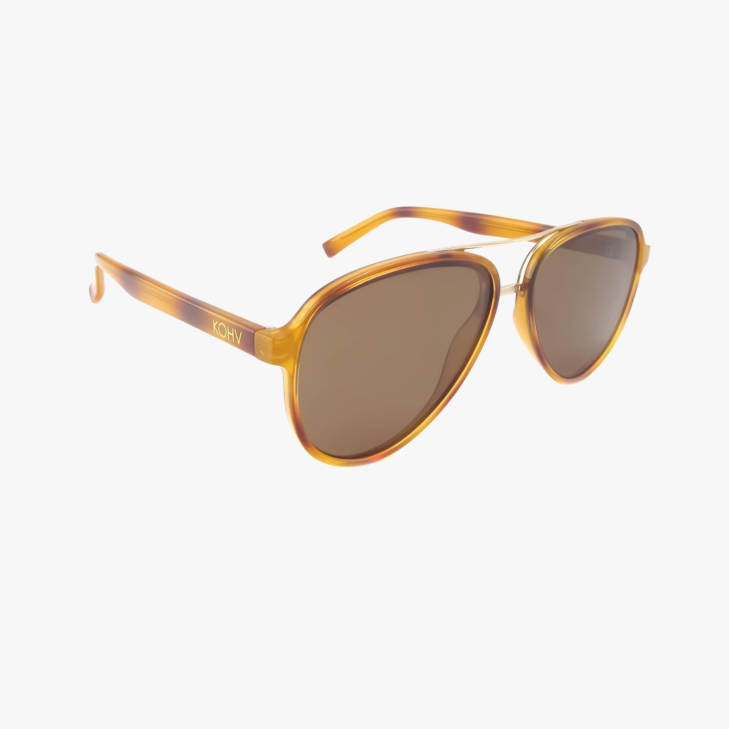Kohv- KNOX HONEY TORTOISE Polarized Fashion Aviator Sunglasses - 926 West