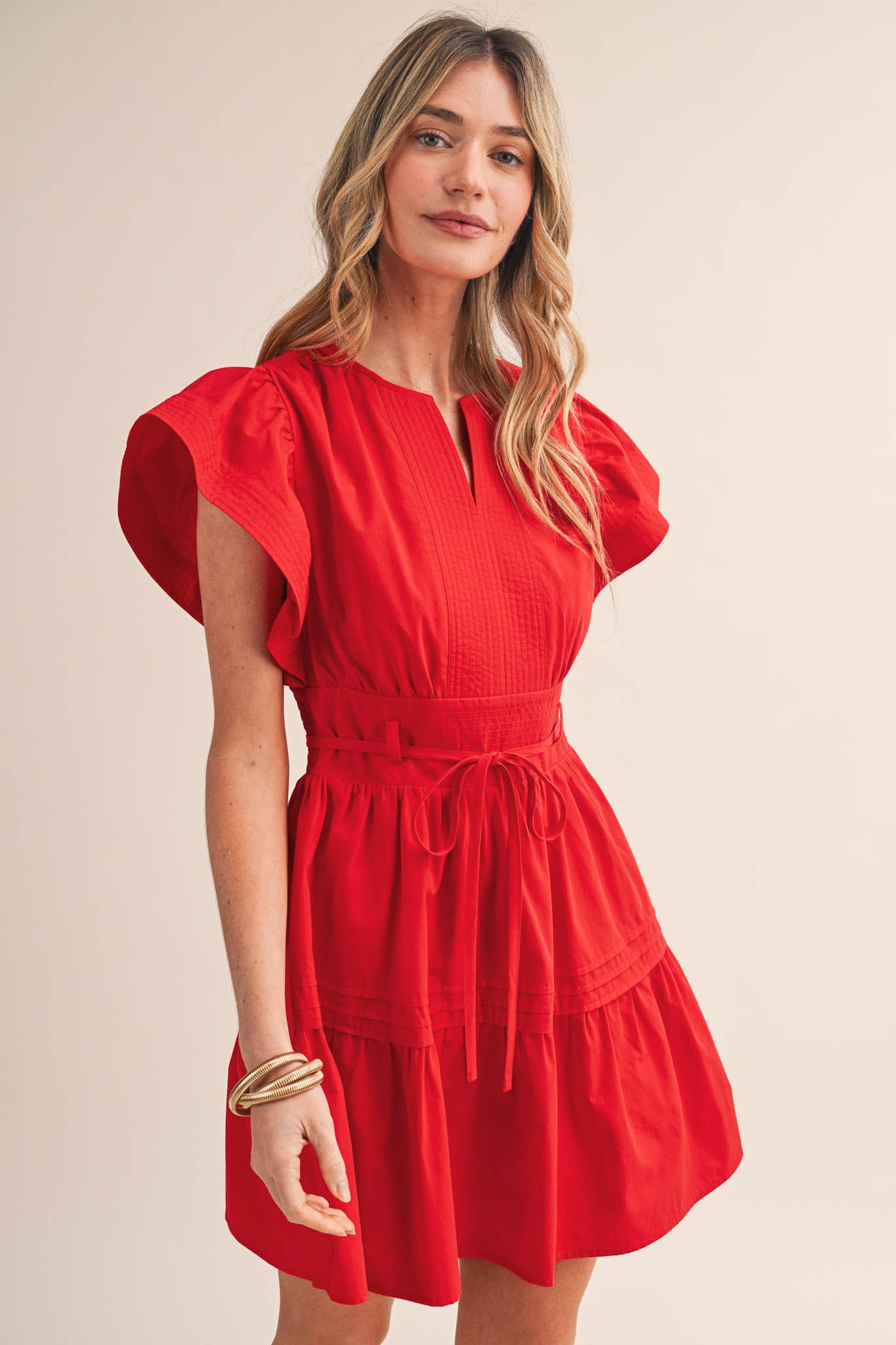& MERCI EMBROIDERED SEAM PIN TUCK DETAIL MINI DRESS - 926 West