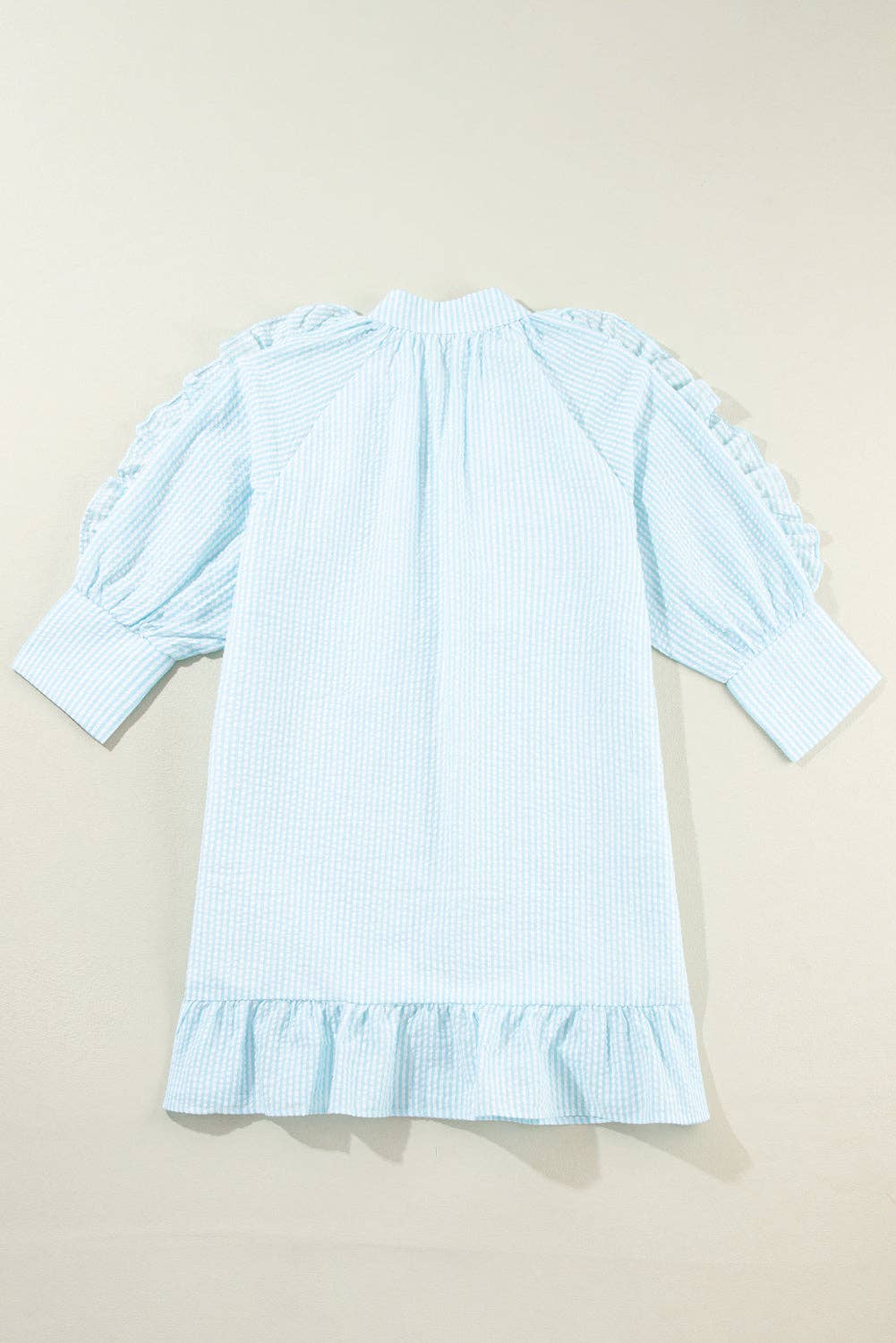 Stripe Ruffle 3/4 Sleeve Mini Dress 926 WEST