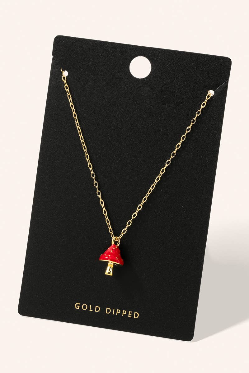 Dainty Chain Mushroom Pendant Necklace Fame Accessories