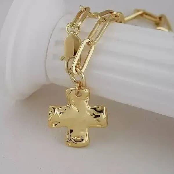 Notable Hammered Cross Pendant Necklace