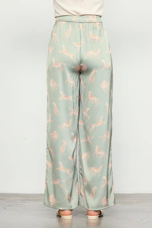 SKIES ARE BLUE - ANIMAL PRINT SATIN PANTS - 926 West