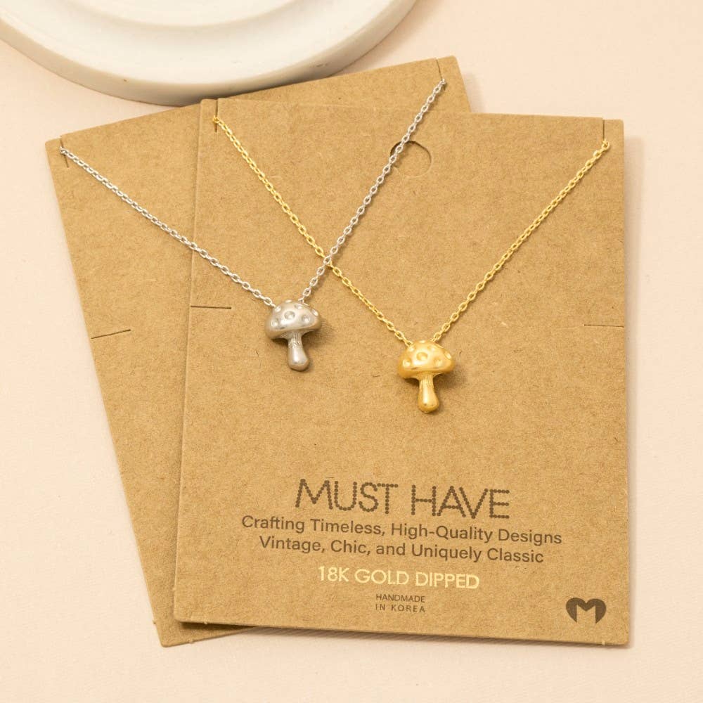 Gold Dipped Mini Mushroom Pendant Necklace Fame Accessories