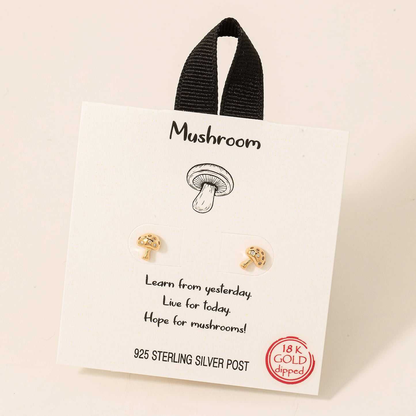 Gold Dipped Small Mushroom Stud Earrings Fame Accessories