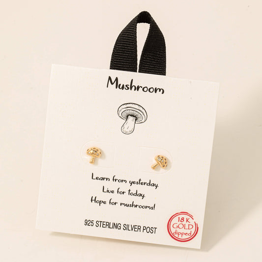 Gold Dipped Small Mushroom Stud Earrings Fame Accessories