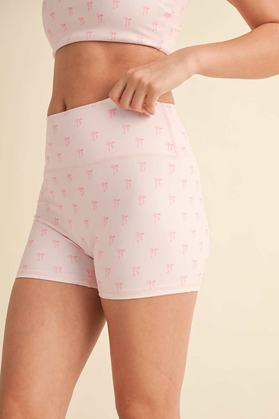 Bow Print Mid-Rise Mini Shorts KIMBERLY C