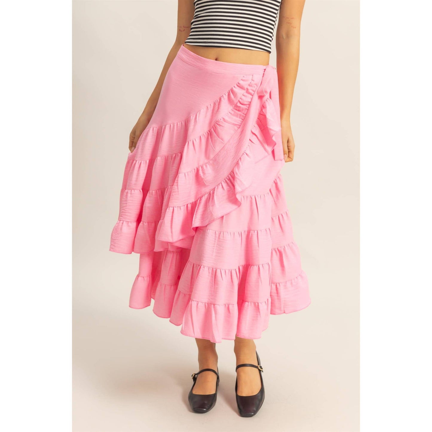 Cotton Candy Waist Tiered Wrap Maxi Skirt