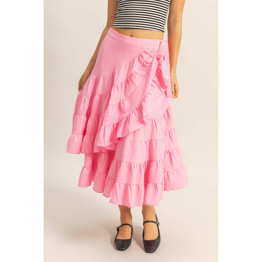 Cotton Candy Waist Tiered Wrap Maxi Skirt