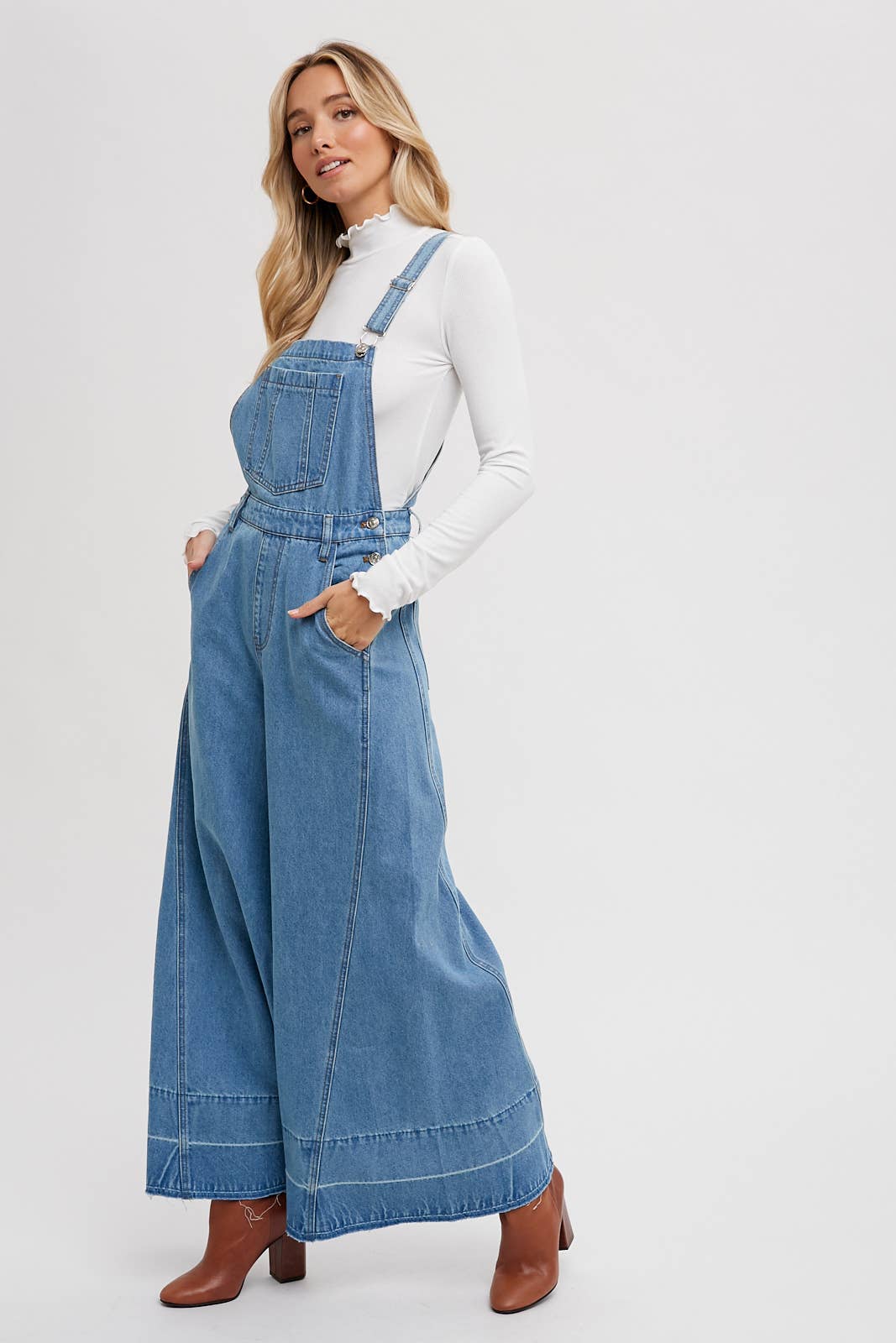 DENIM WIDE LEGS OVERALLS Bluivy