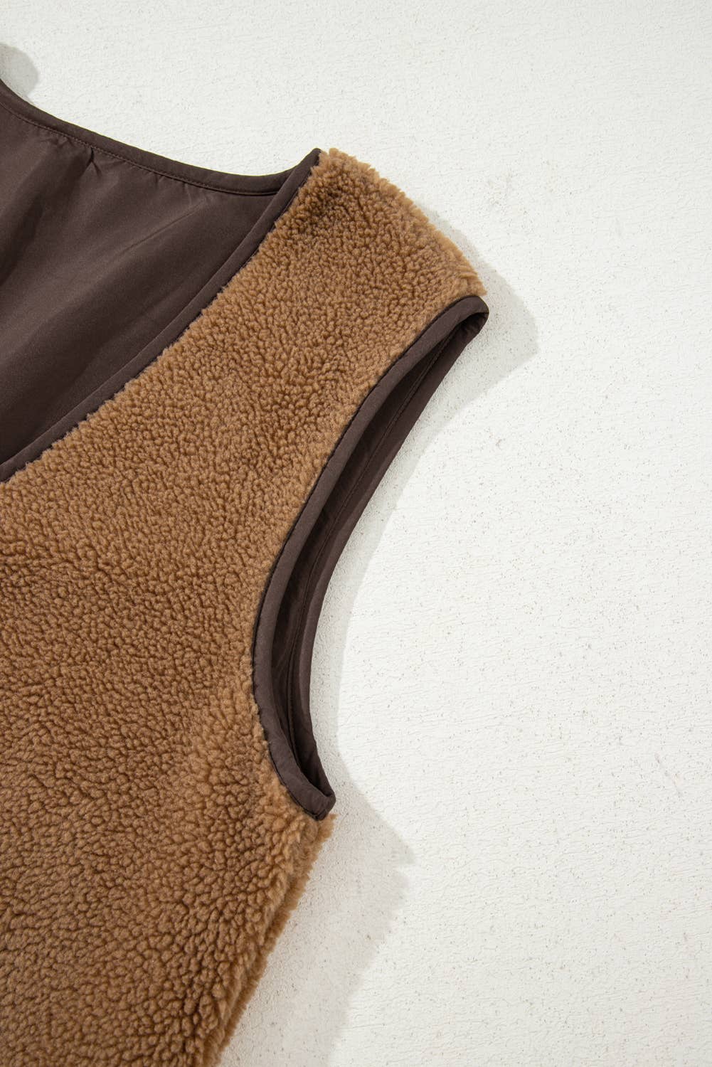 Contrast Trim Tie Front Sherpa Vest FULL TIME PURCHASE