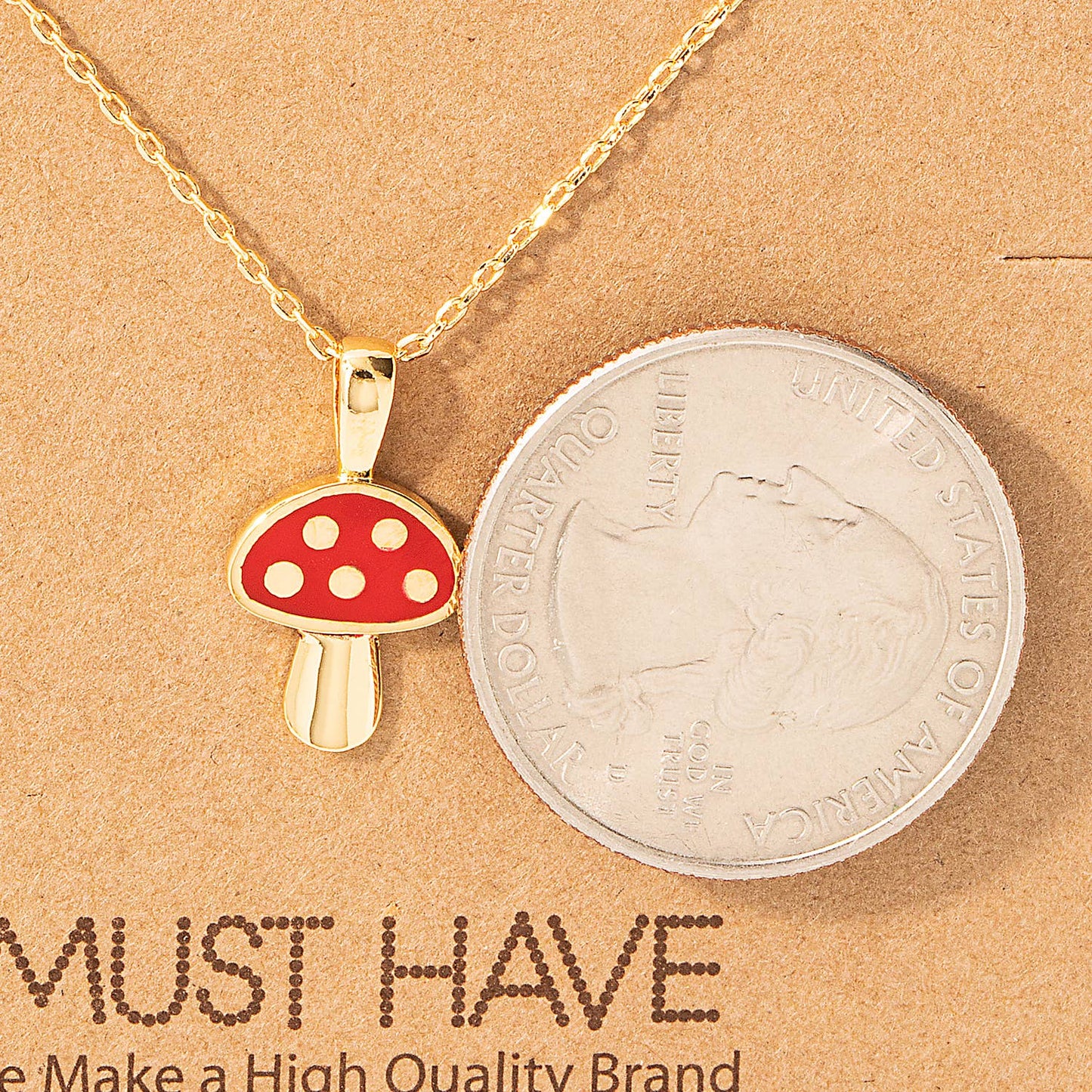 Mini Red Mushroom Pendant Dainty Necklace Fame Accessories