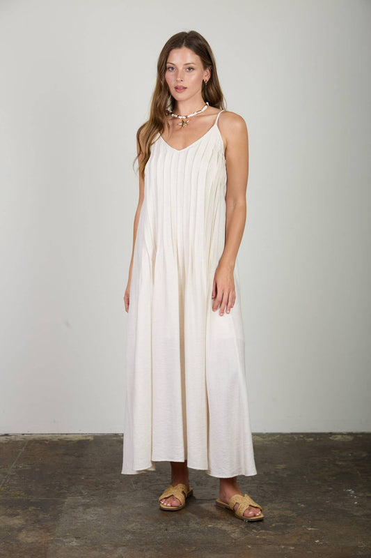 Blu Pepper - PLEATED PINTUCK DETAIL SPAGHETTI STRAP MAXI DRESS - 926 West