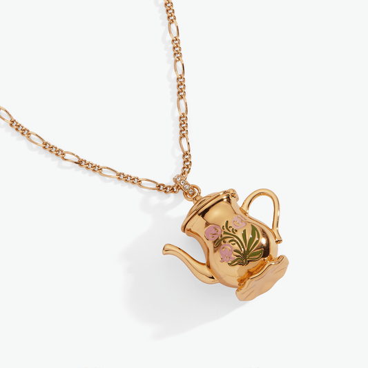 Alex & Ani Tea Party Kettle Locket Pendant Necklace