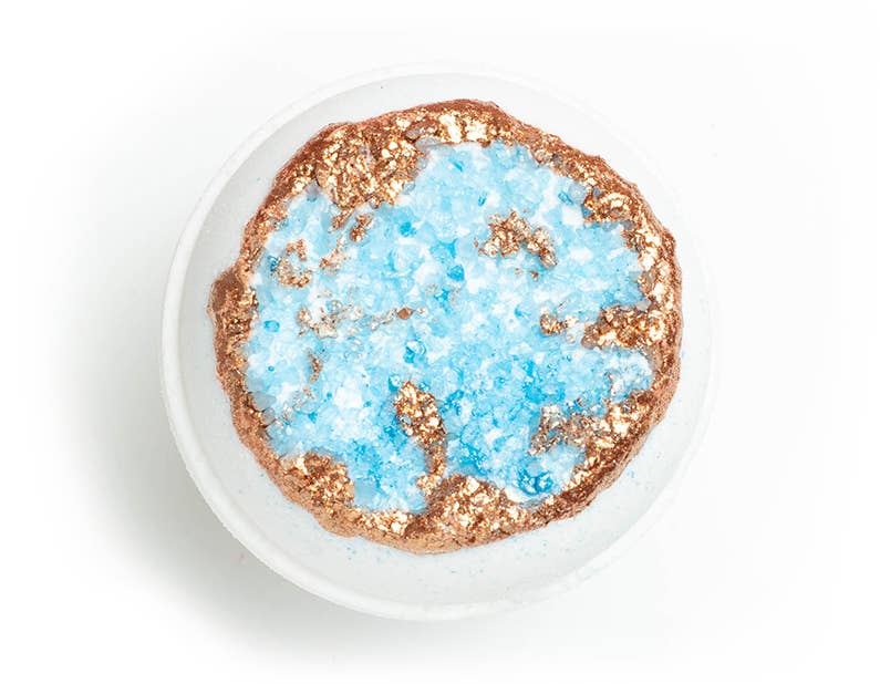 Crystal bath bomb 🌸 Wellness gift - Turquoise, Blue + Gold Latika Beauty