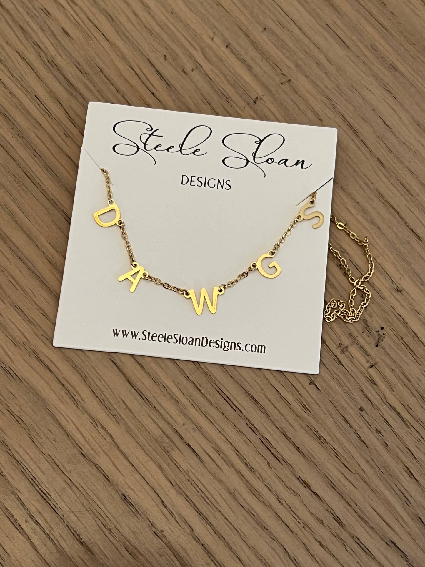 DAWGS Charm Necklace Gold DAWGS Dangle Layer Necklace Gift Steele Sloan Designs