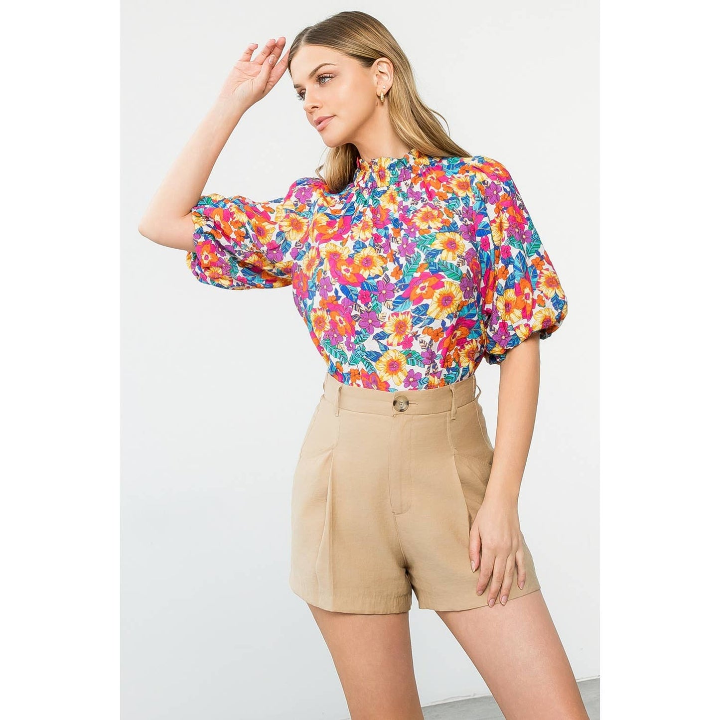 Puff Sleeve Floral Top THML