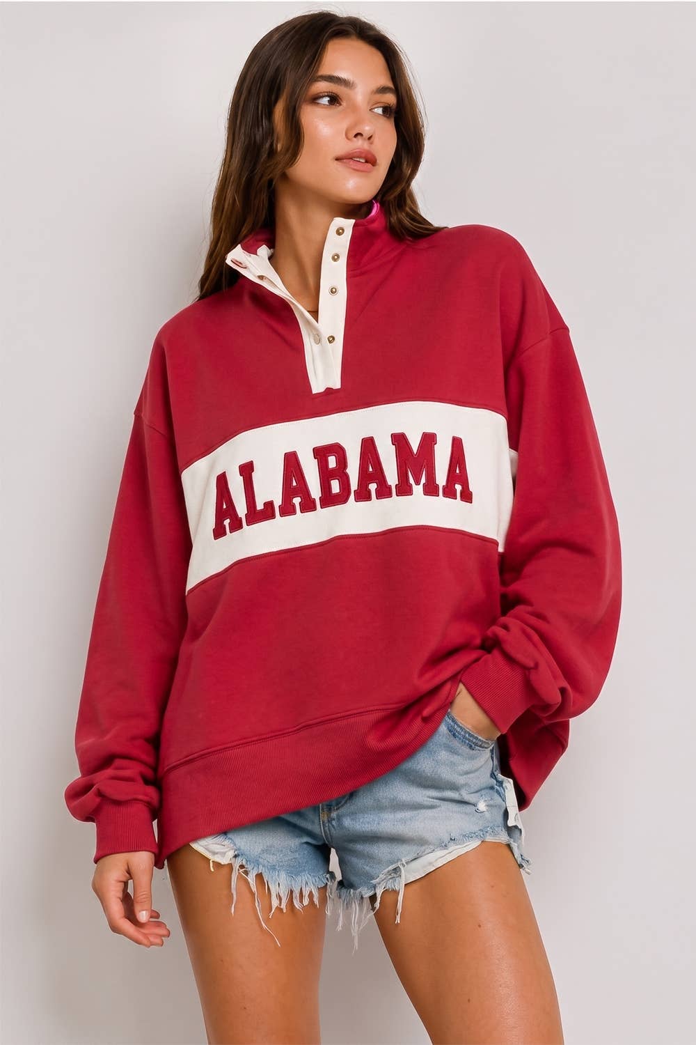 Alabama Color Block Snap Neck Pullover