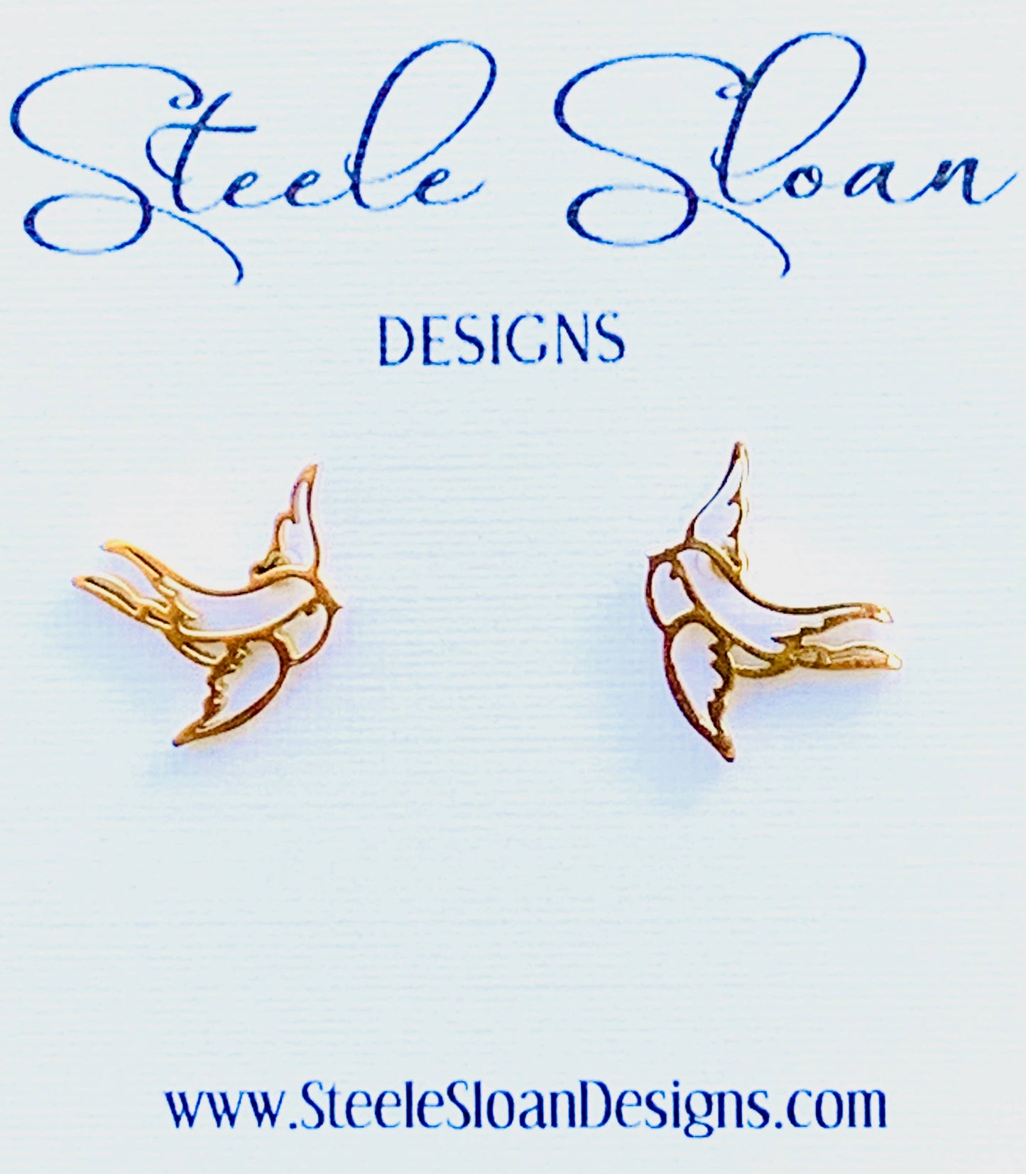 Cute Gift Sweet Swallow Earrings - Gold Stud Earrings Steele Sloan Designs