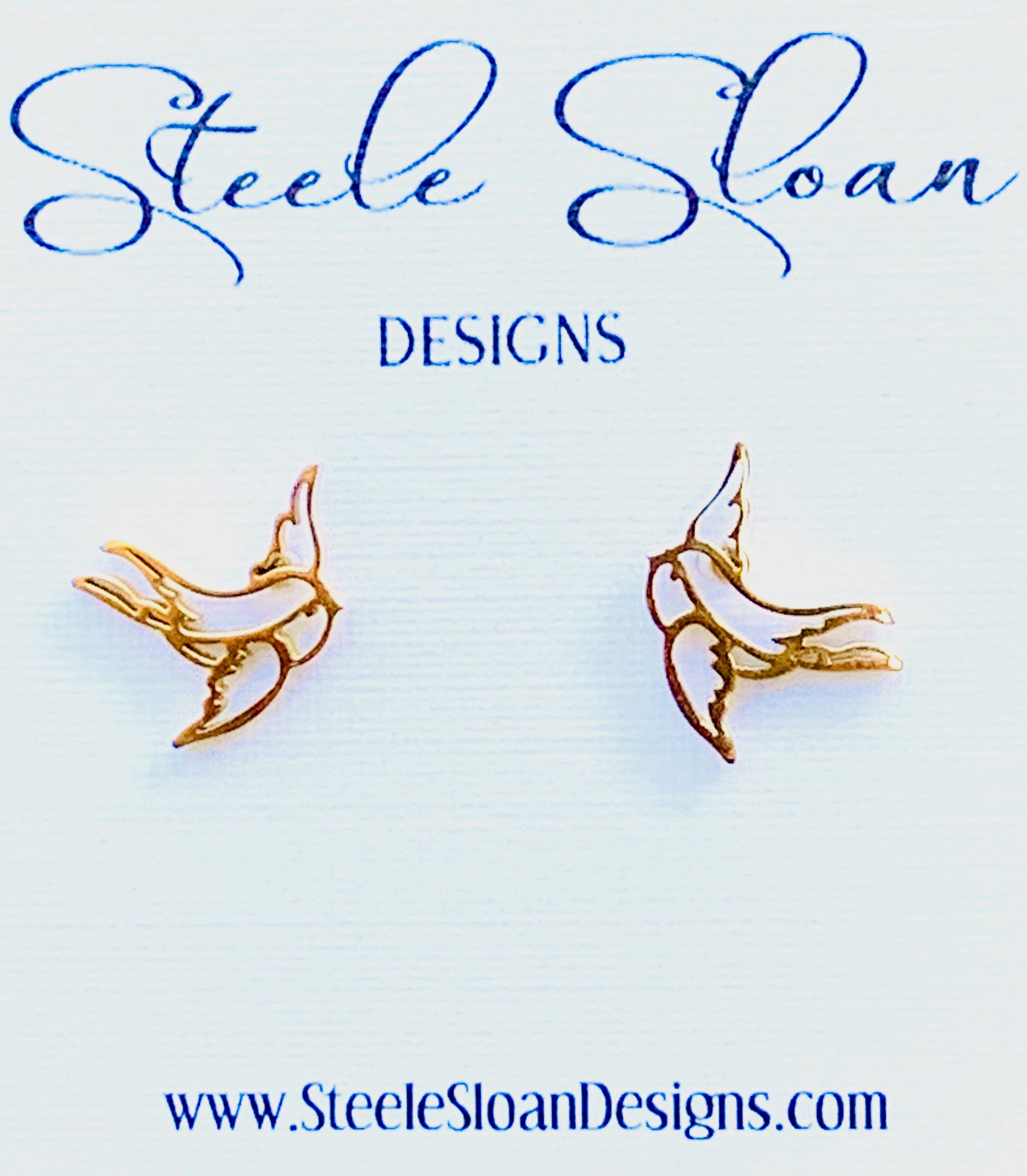 Cute Gift Sweet Swallow Earrings - Gold Stud Earrings Steele Sloan Designs