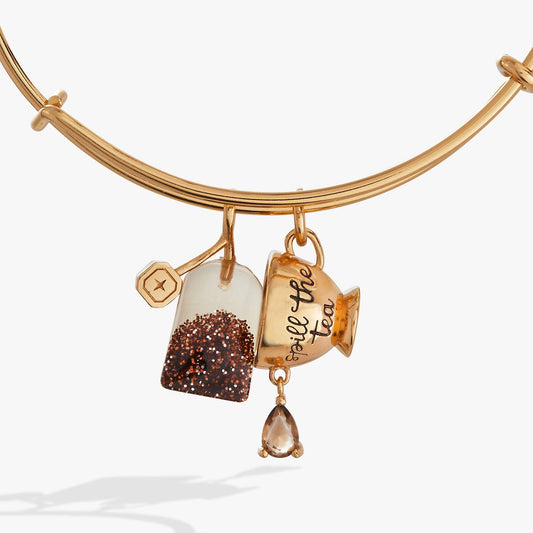 ALEX + ANI - 'Spill the Tea' Cup & Tea Bag Charm Bangle